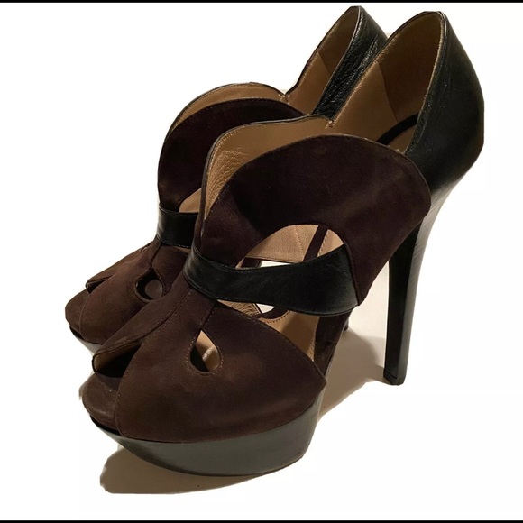 Fendi Shoes - Fendi Butterfly Platform Pumps Cutout Suede Heels